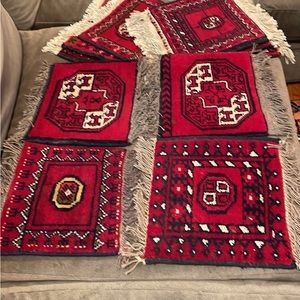 Vintage Handmade Afghan Ersari Placemat Rugs (Set of 4)! RARE FIND 60s/70s!!
